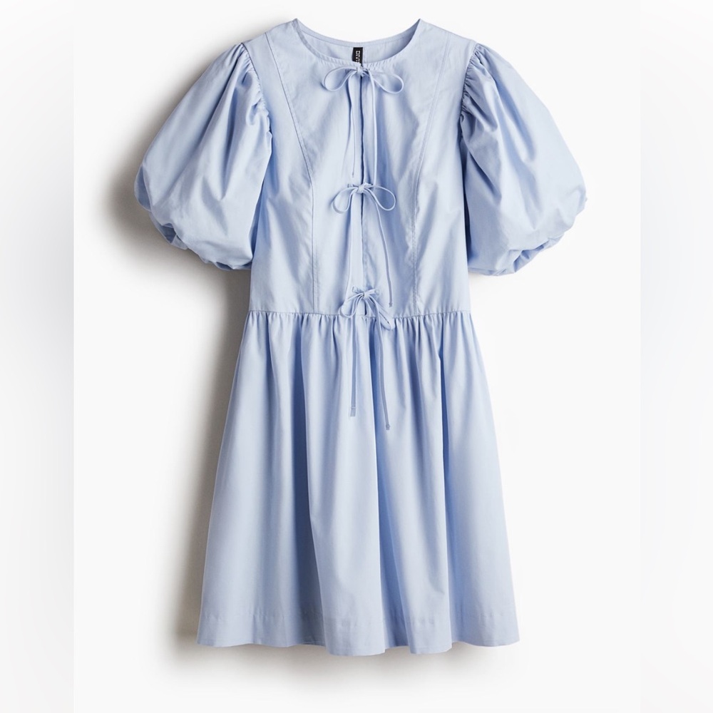 H&M Light Blue Tie-Front Blouse